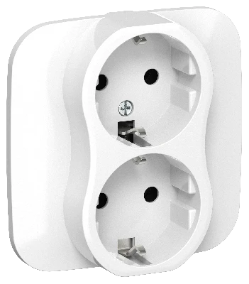 FLITE Розетка 2-местная с заземлением без защитных шторок безвинтовое крепление 16А в сборе РС12-1-А-ФлБ белый IEK