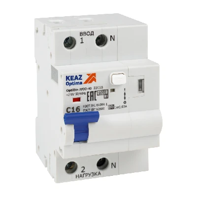 Устройство защиты от дугового пробоя (УЗДП) с АВДТ и защ. от пов. напряж. OptiDin AFDD-40-22C16-A-У3 (2P, C16, 30mA, Uоткл 275В)