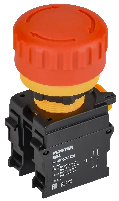 Кнопка Грибок поворот. с фикс. 1NO+1NC красная MASTER IEK