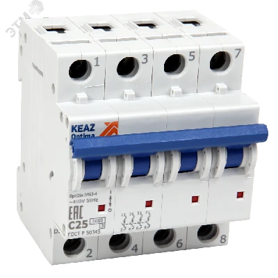 Выключатель автоматический четырехполюсный 16А C 6кА AC OptiDin BM63-4C16-УХЛ3