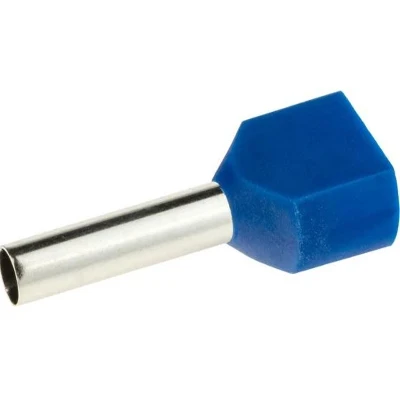 Наконечник-гильза двойная с изолир.фланцем 2,5 кв.мм синий (НШВИ2)