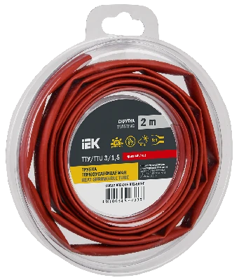 Трубка термоусадочная ТТУ нг-LS 3/1,5 красная (2м/упак) IEK