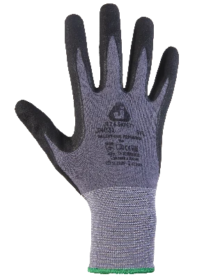 Защитные перчатки, полиэфир, микронитрил. покр., серый/черный, размер XL