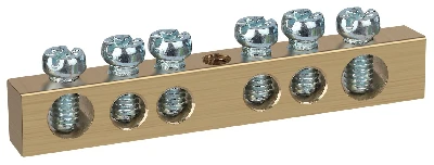 Шина NO-122-13 PEN земля-ноль 6х9мм 6/1 латунная с креплениями по центру