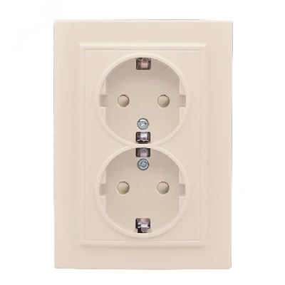 Розетка двухместная СП с заземлением 16А бежевый с защитными шторками Минск
