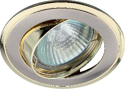 Светильник встраиваемый литой поворотный двойной контур MR16 KL22 А SN/G ,12V/220V, 50W сатин никель/золото (100/