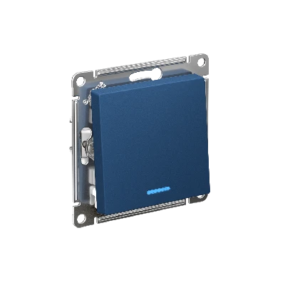 ATLASDESIGN 1-клавишный ВЫКЛЮЧАТЕЛЬ с подсветкой , сх.1а, 10АХ, быстрозажимные клеммы,АКВАМАРИН