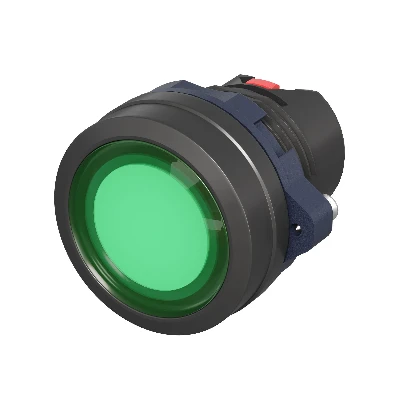 Головка кнопки плоская  прозрачная без фиксации, зеленая