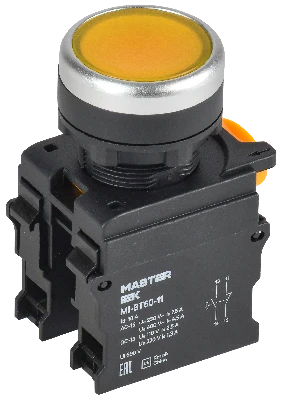 Кнопка d=22мм 1NO+1NC жёлтая MASTER IEK