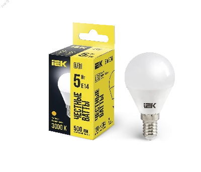 Лампа светодиодная LED 5вт E14 тепло-белый матовый шар ECO