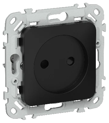 FLITE Розетка без заземления с защитными шторками безвинтовое крепление 10А РСш01-1-ФлЧ черный IEK
