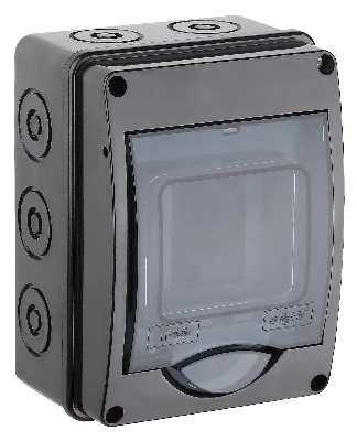 Щиток распределительный навесной на 3 модуля с дверцей черный IP66 (ЩРн-П-3)