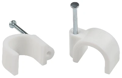 Скоба пластиковая крепежная круглая 12 мм белая NO-224-573 (50 шт/уп)