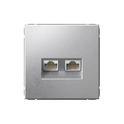 ARTGALLERY РОЗЕТКА двойная компьютерная RJ45+RJ45, кат. 5е, механизм, АЛЮМИНИЙ
