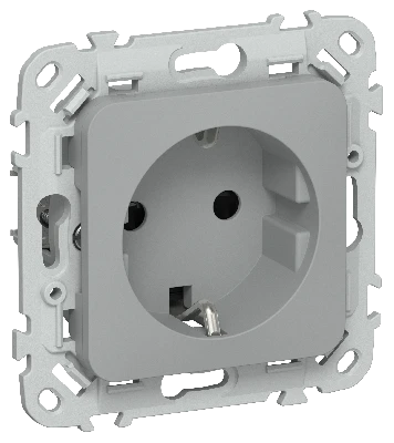 FLITE Розетка с заземлением с защитными шторками безвинтовое крепление 16А РСш11-1-ФлС серый IEK