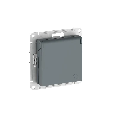 ATLASDESIGN РОЗЕТКА с заземл. со шторк. с крышкой,16А,IP20,мех., быстрозажимные клеммы, ГРИФЕЛЬ