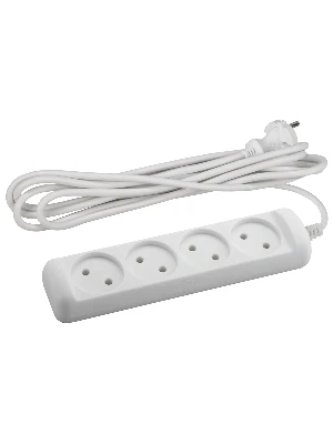 Удлинитель электрический UX6-4-3m без заземления 4 розетки 3м ПВС 2X0,75 мм2 6А белый