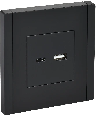 FORTE&PIANO Розетка USB A+C 3,1А FP150 черный IEK