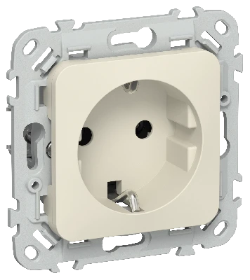 FLITE Розетка с заземлением без защитных шторок безвинтовое крепление 16А РС11-1-ФлСл сливочный IEK