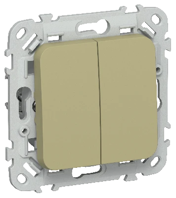 FLITE Выключатель 2-клавишный проходной 10А ВС62-1-0-ФлО оливковый IEK