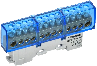 TEKFOR Шина N ноль изолированная на универсальном держателе 8х12-12-С IEK