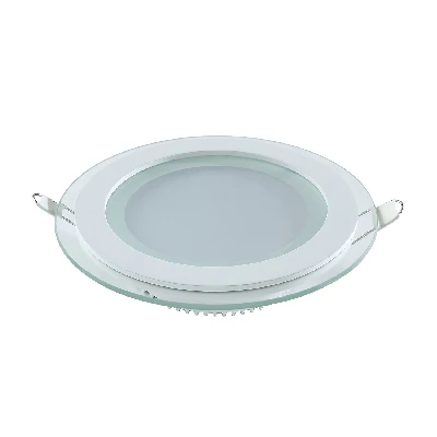 Светильник светодиодный ДВО 6 Вт 450 лм 3000К AC 220В IP20 круг D100х36мм монт d70мм Алюминий с декоративным стеклом Glass Gauss