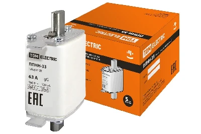 Плавкая вставка предохранителя ППНН-33, габарит 00, 63А