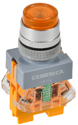 Кнопка D7-11D d=22мм 1з+1р с подсв. жел. GENERICA