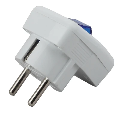 Вилка с/з с выключателем 16A белая Vx5-W (24/384/3072)