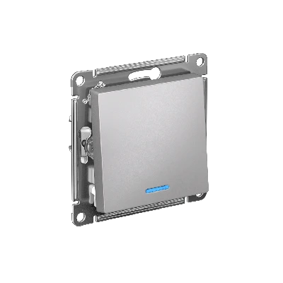 ATLASDESIGN 1-клавишный ВЫКЛЮЧАТЕЛЬ с подсветкой ,сх.1а, 10АХ, быстрозажимные клеммы,АЛЮМИНИЙ