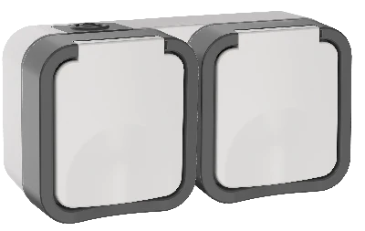 Розетка 2-местная горизонтальная TORS 16А IP55 белый