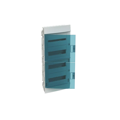 Щит распределительный встраиваемый 48 модулей ЩРв-п-48 пластиковый Mistral41 зеленая прозрачная дверь с клеммами IP41
