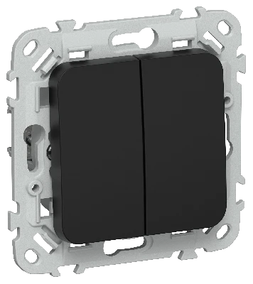 FLITE Выключатель 2-клавишный кнопочный 10А ВС12-2-0-ФлЧ черный IEK