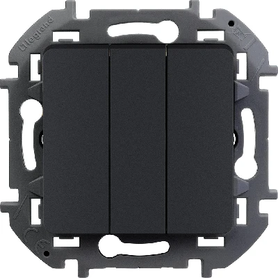 Выключатель трехклавишный INSPIRIA 10 AX 250 В~ антрацит