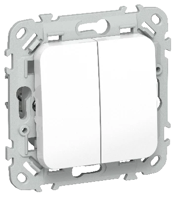 FLITE Выключатель 2-клавишный кнопочный 10А ВС12-2-0-ФлБ белый IEK