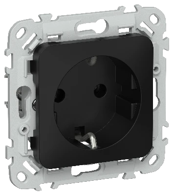 FLITE Розетка с заземлением без защитных шторок 16А РС11-0-ФлЧ черный IEK