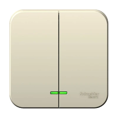 BLANCA  двухклавишный выключатель наружный  (cх.5) с подсвет, 6а, 250в, молочный