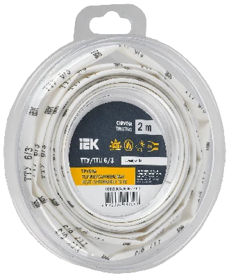 Трубка термоусадочная ТТУ нг-LS 6/3 белая (2м/упак) IEK