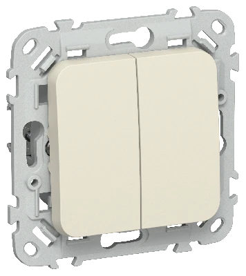 FLITE Выключатель 2-клавишный 10А ВС12-1-0-ФлСл сливочный IEK