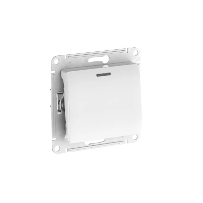 GLOSSA 1-клавишный ПЕРЕКЛЮЧАТЕЛЬ с подсветкой , сх.6а, 10АХ, быстрозажимные клеммы, БЕЛЫЙ