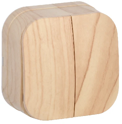 GLORY Выключатель двухклавишный наружный сосна 10А