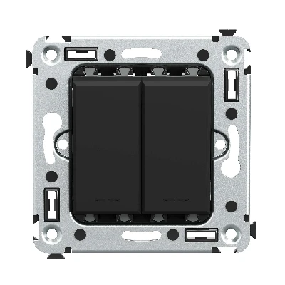 Avanti Переключатель двухклавишный в стену, , Черный матовый