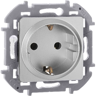 Розетка 2К+З немецкий стандарт 16 А 250 В~ INSPIRIA алюминий