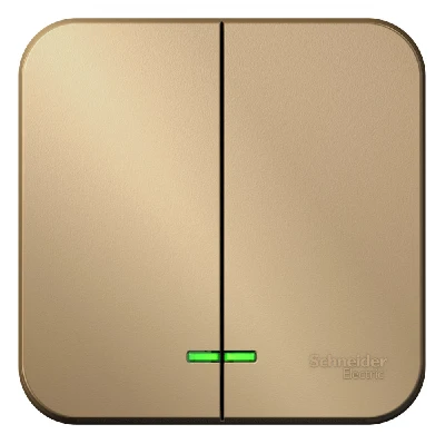 Выключатель наружный двухклавишный BLANCA (cх.5) с подстветкой, изолирующей пластиной, 10А, 250В, титан