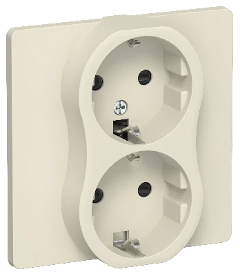 FLITE Розетка 2-местная с заземлением с защитными шторками безвинтовое крепление 16А в сборе РСш12-1-К-ФлСл сливочный IEK