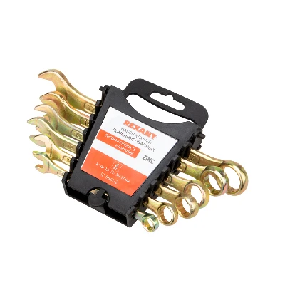 Набор ключей комбинированных (8, 10, 12, 13, 14, 17 мм), (упак - 6 шт.), желтый цинк