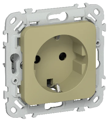 FLITE Розетка с заземлением без защитных шторок безвинтовое крепление 16А РС11-1-ФлО оливковый IEK
