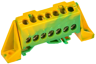 TEKFOR Шина PE земля в комбинированном DIN-изоляторе Стойка 6х9-7-ЖЗ IEK