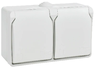 FORS Розетка 2-местная с заземлением для открытой установки 16А IP54 РСб22-3-ФБ белый