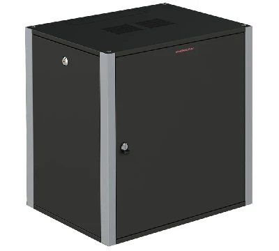 Шкаф телекоммуникационный настенный 19' 9U дверь металл IP20. 600x450x450mm(ШхГхВ) цвет черный(RAL 9004/RAL7000)